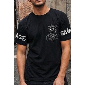 Fresh Laundry Savage Teddy Bear Graphic T-Shirt Black Size L Urban Streetwear